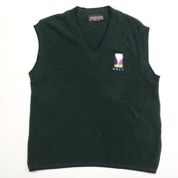 Jansport Sweater Men's Size XL Green Knit V-Neck Sleeveless Pullover Regular Fit - Picture 1 of 6